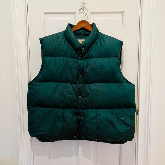 LL Bean Vintage Mens XXL 2XL 100% Goose Down Puffer Vest Nylon Green MADE IN USA - Picture 11 of 16